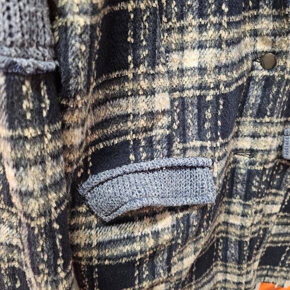 POL 2 button plaid color block shacket fall autumn jacket womens size Large - Picture 2 of 6